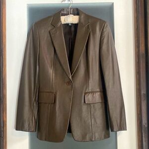DKNY Classic Brown Leather Blazer